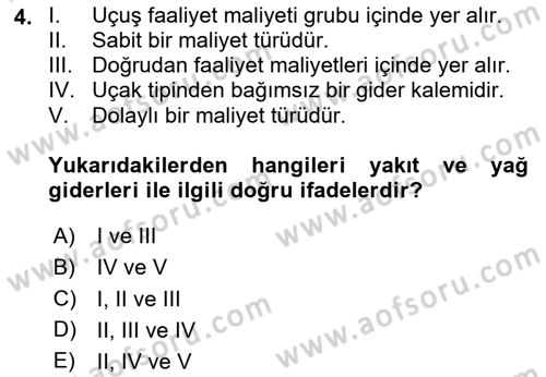 Havayolu Yönetimi Dersi 2023 - 2024 Yılı Yaz Okulu Sınav Soruları 4. Soru
