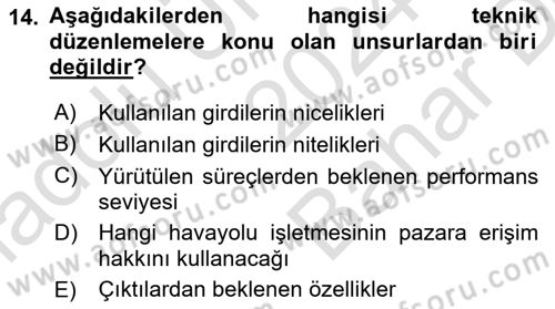 Havayolu Yönetimi Dersi 2024 - 2025 Yılı (Vize) Ara Sınav Soruları 14. Soru