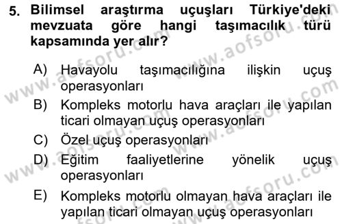 Havayolu Yönetimi Dersi 2024 - 2025 Yılı (Vize) Ara Sınav Soruları 5. Soru