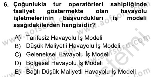 Havayolu Yönetimi Dersi 2024 - 2025 Yılı (Vize) Ara Sınav Soruları 6. Soru