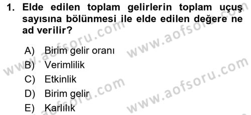 Havayolu Yönetimi Dersi 2024 - 2025 Yılı (Final) Dönem Sonu Sınav Soruları 1. Soru