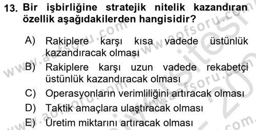 Havayolu Yönetimi Dersi 2024 - 2025 Yılı (Final) Dönem Sonu Sınav Soruları 13. Soru
