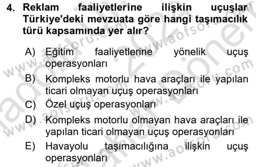 Havayolu Yönetimi Dersi 2024 - 2025 Yılı (Final) Dönem Sonu Sınav Soruları 4. Soru