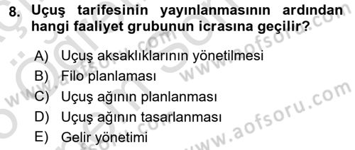 Havayolu Yönetimi Dersi 2024 - 2025 Yılı (Final) Dönem Sonu Sınav Soruları 8. Soru