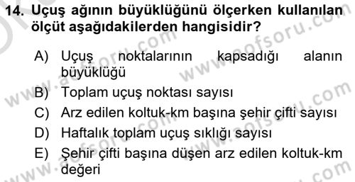 Havayolu Yönetimi Dersi 2024 - 2025 Yılı Yaz Okulu Sınav Soruları 14. Soru