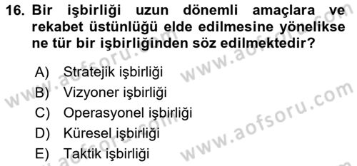 Havayolu Yönetimi Dersi 2024 - 2025 Yılı Yaz Okulu Sınav Soruları 16. Soru