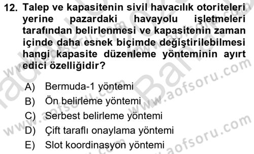Havayolu Yönetimi Dersi 2025 - 2026 Yılı (Vize) Ara Sınav Soruları 12. Soru