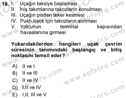 Havayolu Yönetimi Dersi 2025 - 2026 Yılı (Vize) Ara Sınav Soruları 19. Soru