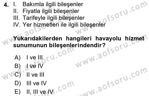Havayolu Yönetimi Dersi 2025 - 2026 Yılı (Vize) Ara Sınav Soruları 4. Soru