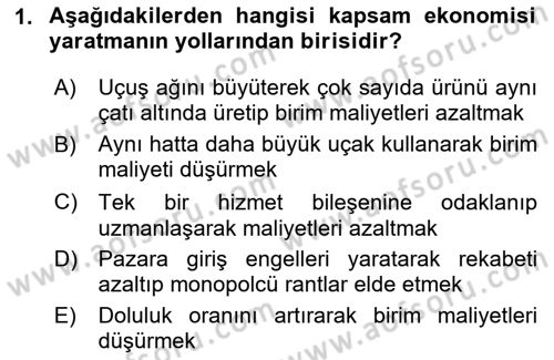 Havayolu Yönetimi Dersi 2025 - 2026 Yılı (Final) Dönem Sonu Sınav Soruları 1. Soru