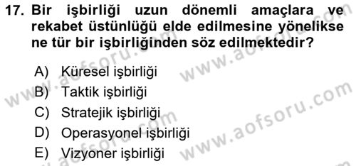 Havayolu Yönetimi Dersi 2025 - 2026 Yılı (Final) Dönem Sonu Sınav Soruları 17. Soru
