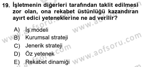 Havayolu Yönetimi Dersi 2025 - 2026 Yılı (Final) Dönem Sonu Sınav Soruları 19. Soru