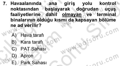 Havayolu Yönetimi Dersi 2025 - 2026 Yılı (Final) Dönem Sonu Sınav Soruları 7. Soru