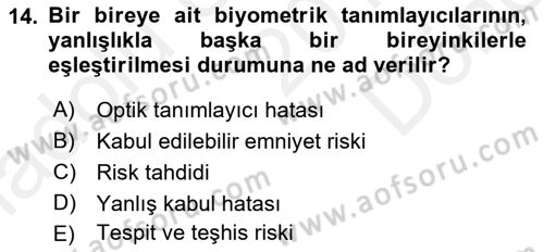 Havacılık Güvenliği Dersi 2017 - 2018 Yılı (Final) Dönem Sonu Sınavı 14. Soru