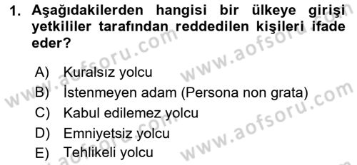 Havacılık Güvenliği Dersi 2019 - 2020 Yılı (Vize) Ara Sınavı 1. Soru