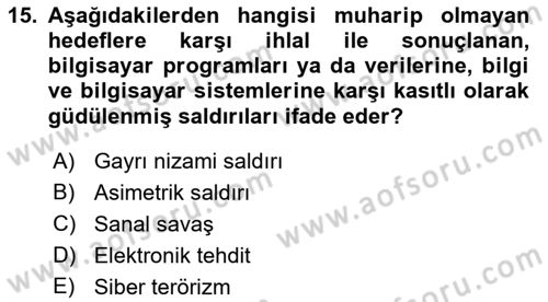 Havacılık Güvenliği Dersi 2019 - 2020 Yılı (Final) Dönem Sonu Sınavı 15. Soru