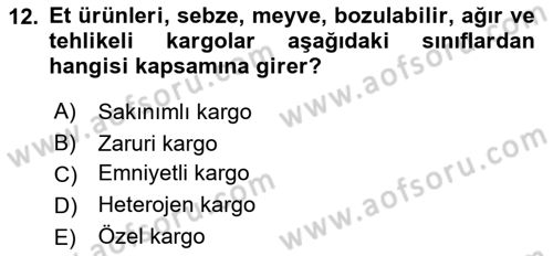 Havacılık Güvenliği Dersi 2020 - 2021 Yılı Yaz Okulu Sınavı 12. Soru