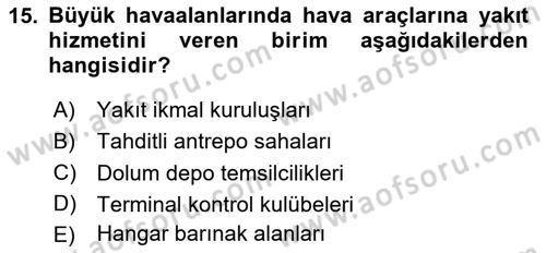 Havacılık Güvenliği Dersi 2020 - 2021 Yılı Yaz Okulu Sınavı 15. Soru