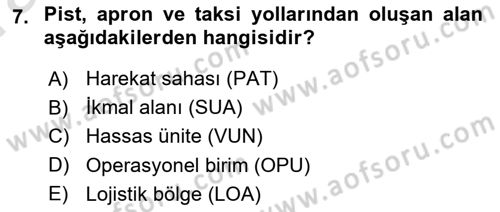 Havacılık Güvenliği Dersi 2021 - 2022 Yılı (Vize) Ara Sınavı 7. Soru