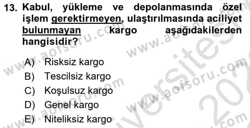 Havacılık Güvenliği Dersi 2021 - 2022 Yılı Yaz Okulu Sınavı 13. Soru