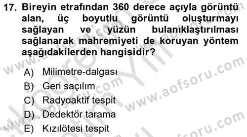 Havacılık Güvenliği Dersi 2021 - 2022 Yılı Yaz Okulu Sınavı 17. Soru