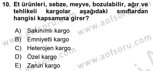 Havacılık Güvenliği Dersi 2022 - 2023 Yılı (Final) Dönem Sonu Sınavı 10. Soru