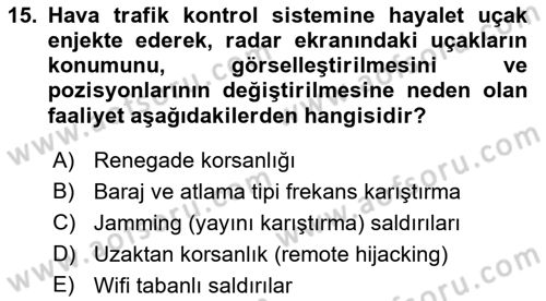 Havacılık Güvenliği Dersi 2022 - 2023 Yılı Yaz Okulu Sınavı 15. Soru