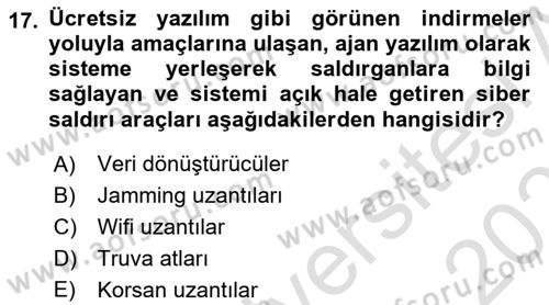 Havacılık Güvenliği Dersi 2022 - 2023 Yılı Yaz Okulu Sınavı 17. Soru