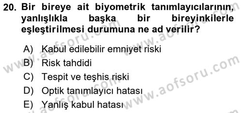 Havacılık Güvenliği Dersi 2022 - 2023 Yılı Yaz Okulu Sınavı 20. Soru