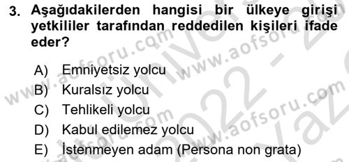 Havacılık Güvenliği Dersi 2022 - 2023 Yılı Yaz Okulu Sınavı 3. Soru