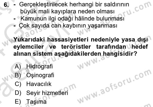 Havacılık Güvenliği Dersi 2023 - 2024 Yılı (Vize) Ara Sınavı 6. Soru