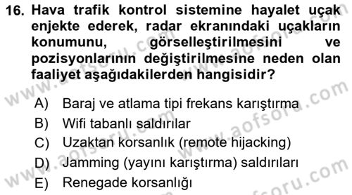 Havacılık Güvenliği Dersi 2023 - 2024 Yılı (Final) Dönem Sonu Sınavı 16. Soru