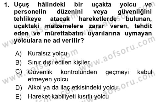 Havacılık Güvenliği Dersi 2023 - 2024 Yılı Yaz Okulu Sınavı 1. Soru