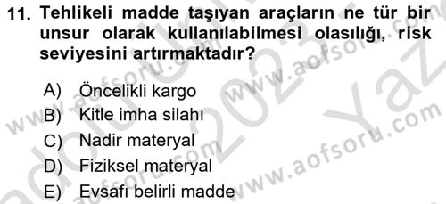 Havacılık Güvenliği Dersi 2023 - 2024 Yılı Yaz Okulu Sınavı 11. Soru