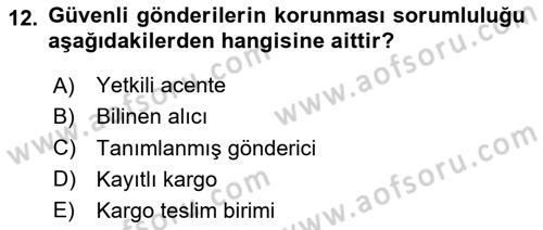 Havacılık Güvenliği Dersi 2023 - 2024 Yılı Yaz Okulu Sınavı 12. Soru