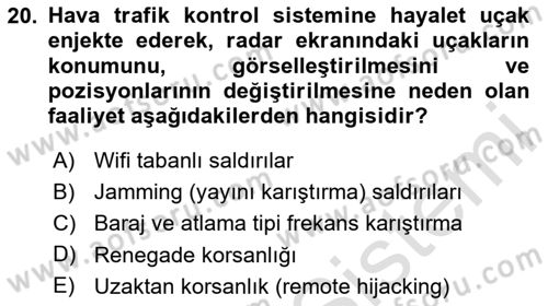 Havacılık Güvenliği Dersi 2024 - 2025 Yılı (Final) Dönem Sonu Sınav Soruları 20. Soru