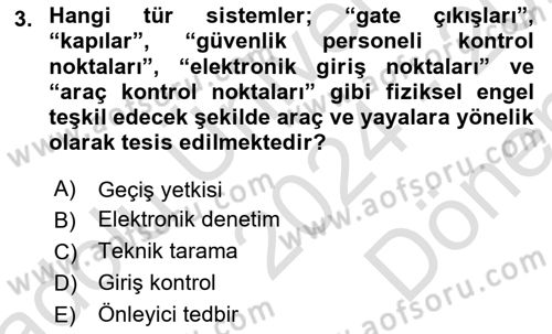 Havacılık Güvenliği Dersi 2024 - 2025 Yılı (Final) Dönem Sonu Sınav Soruları 3. Soru