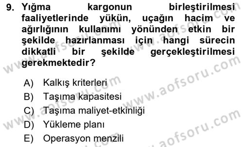 Havacılık Güvenliği Dersi 2024 - 2025 Yılı (Final) Dönem Sonu Sınav Soruları 9. Soru