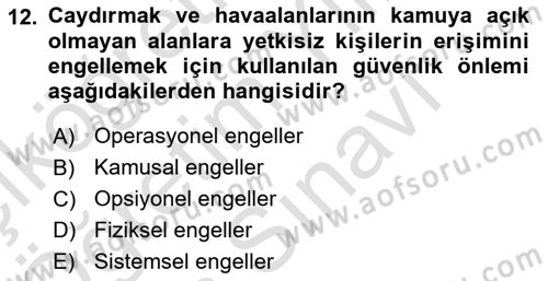 Havacılık Güvenliği Dersi 2025 - 2026 Yılı (Vize) Ara Sınav Soruları 12. Soru