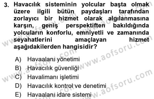 Havacılık Güvenliği Dersi 2025 - 2026 Yılı (Vize) Ara Sınav Soruları 3. Soru