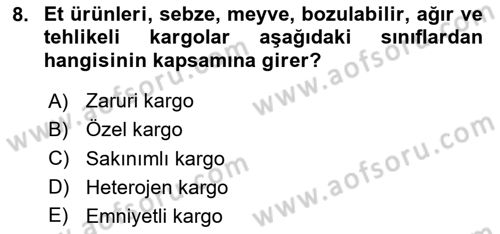 Havacılık Güvenliği Dersi 2025 - 2026 Yılı (Final) Dönem Sonu Sınav Soruları 8. Soru