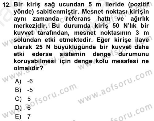 Harekat Performans Dersi 2017 - 2018 Yılı (Vize) Ara Sınav Soruları 12. Soru