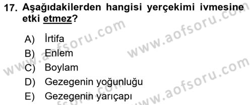 Harekat Performans Dersi 2017 - 2018 Yılı (Vize) Ara Sınav Soruları 17. Soru