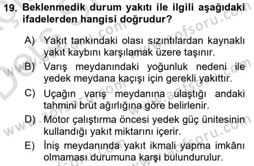 Harekat Performans Dersi 2018 - 2019 Yılı 3 Ders Sınav Soruları 19. Soru