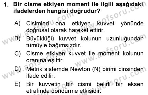 Harekat Performans Dersi 2018 - 2019 Yılı (Vize) Ara Sınav Soruları 1. Soru
