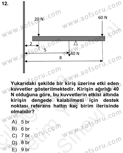 Harekat Performans Dersi 2018 - 2019 Yılı (Vize) Ara Sınav Soruları 12. Soru