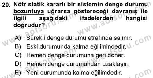 Harekat Performans Dersi 2018 - 2019 Yılı (Vize) Ara Sınav Soruları 20. Soru