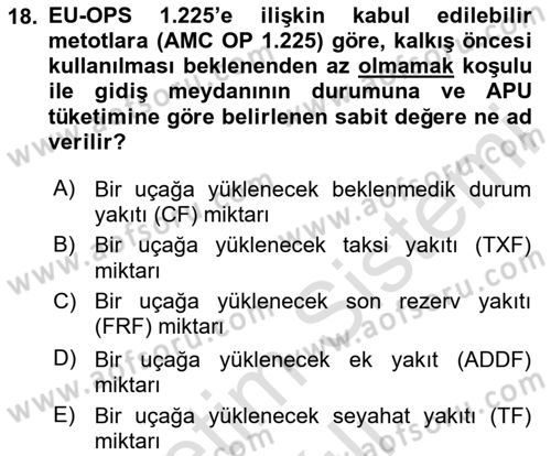 Harekat Performans Dersi 2020 - 2021 Yılı Yaz Okulu Sınav Soruları 18. Soru