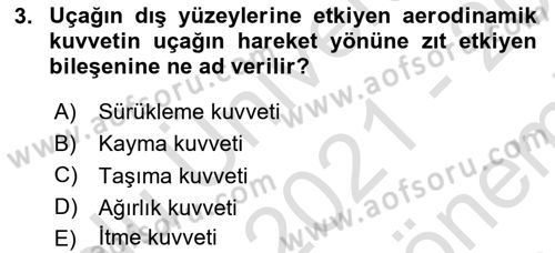 Harekat Performans Dersi 2021 - 2022 Yılı (Final) Dönem Sonu Sınavı 3. Soru