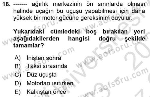 Harekat Performans Dersi 2023 - 2024 Yılı Yaz Okulu Sınav Soruları 16. Soru